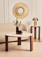 Palermo Round Travertine Top Small Coffee Table