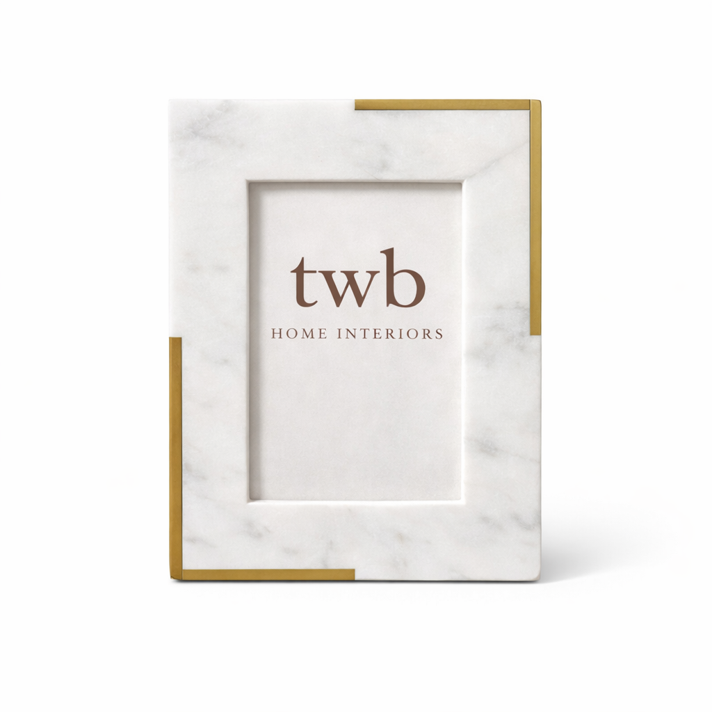 Belmont Brass Detail Marble Photo Frame 4x6"
