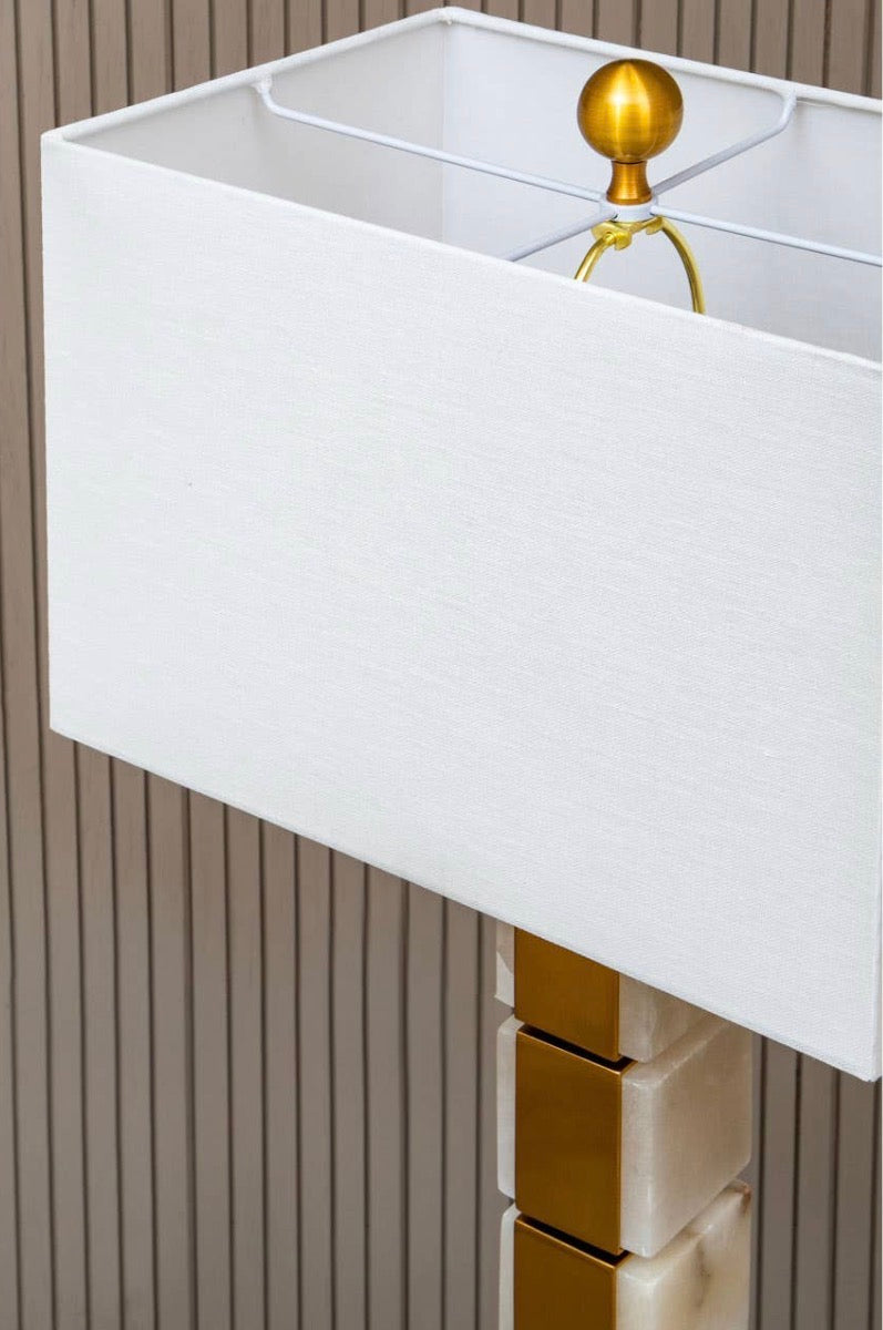 Marmo White Fabric Shade Marble Table Lamp