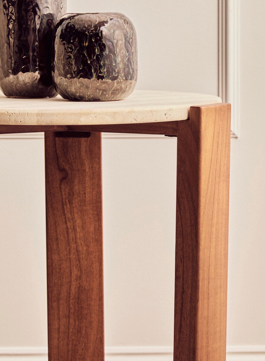 Palermo Travertine Top Round Side Table