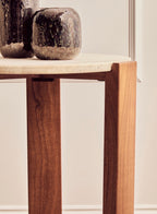 Palermo Travertine Top Round Side Table