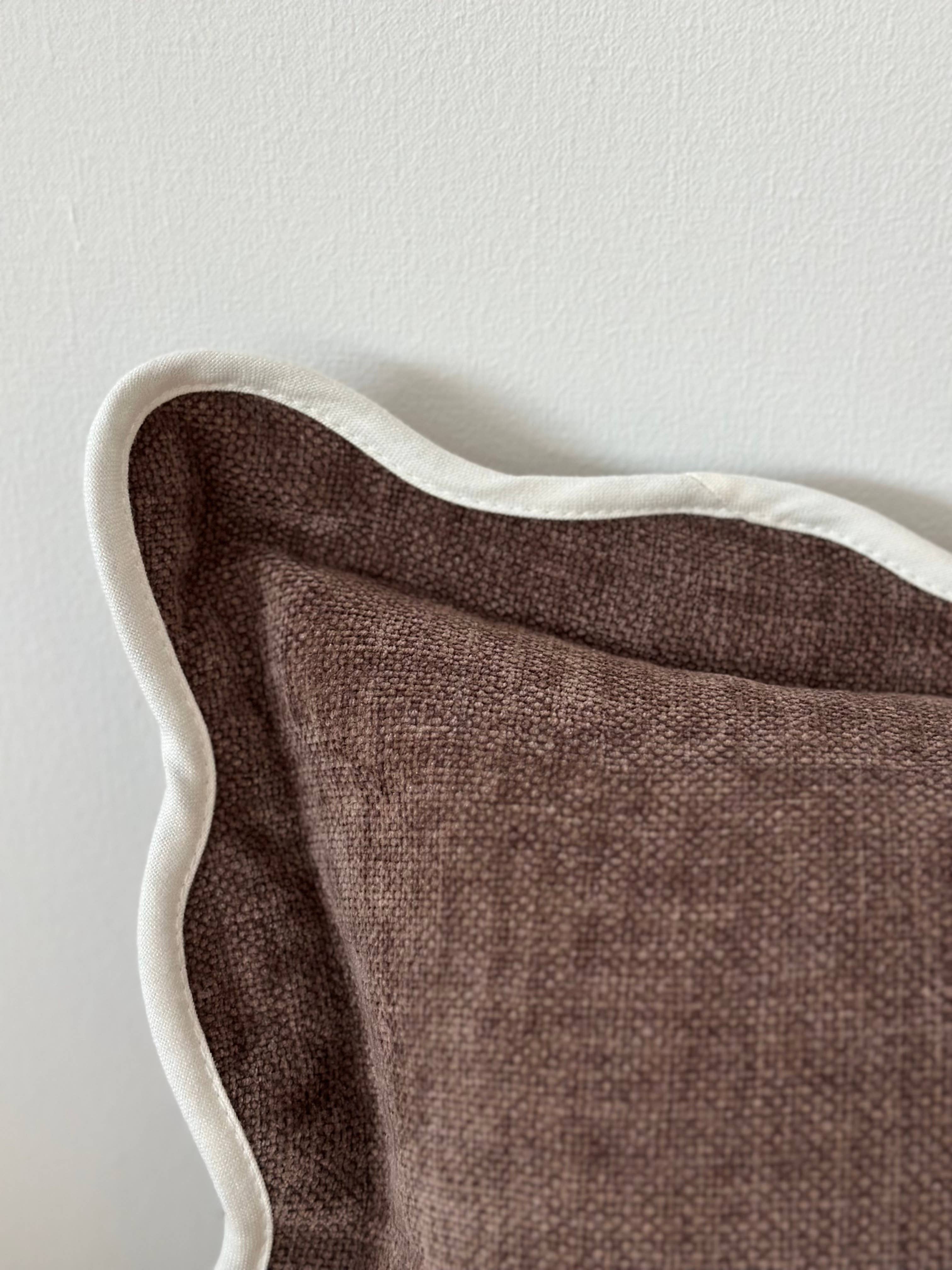 Chloe Dark Brown Scalloped Edge Bolster Cushion Cover 80x30