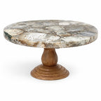 Lila Agate & Wood Pedestal Stand
