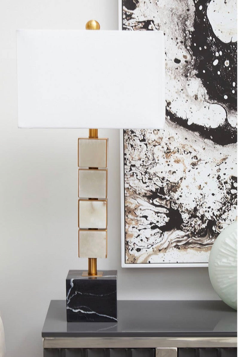 Marmo White Fabric Shade Marble Table Lamp