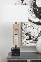 Marmo White Fabric Shade Marble Table Lamp