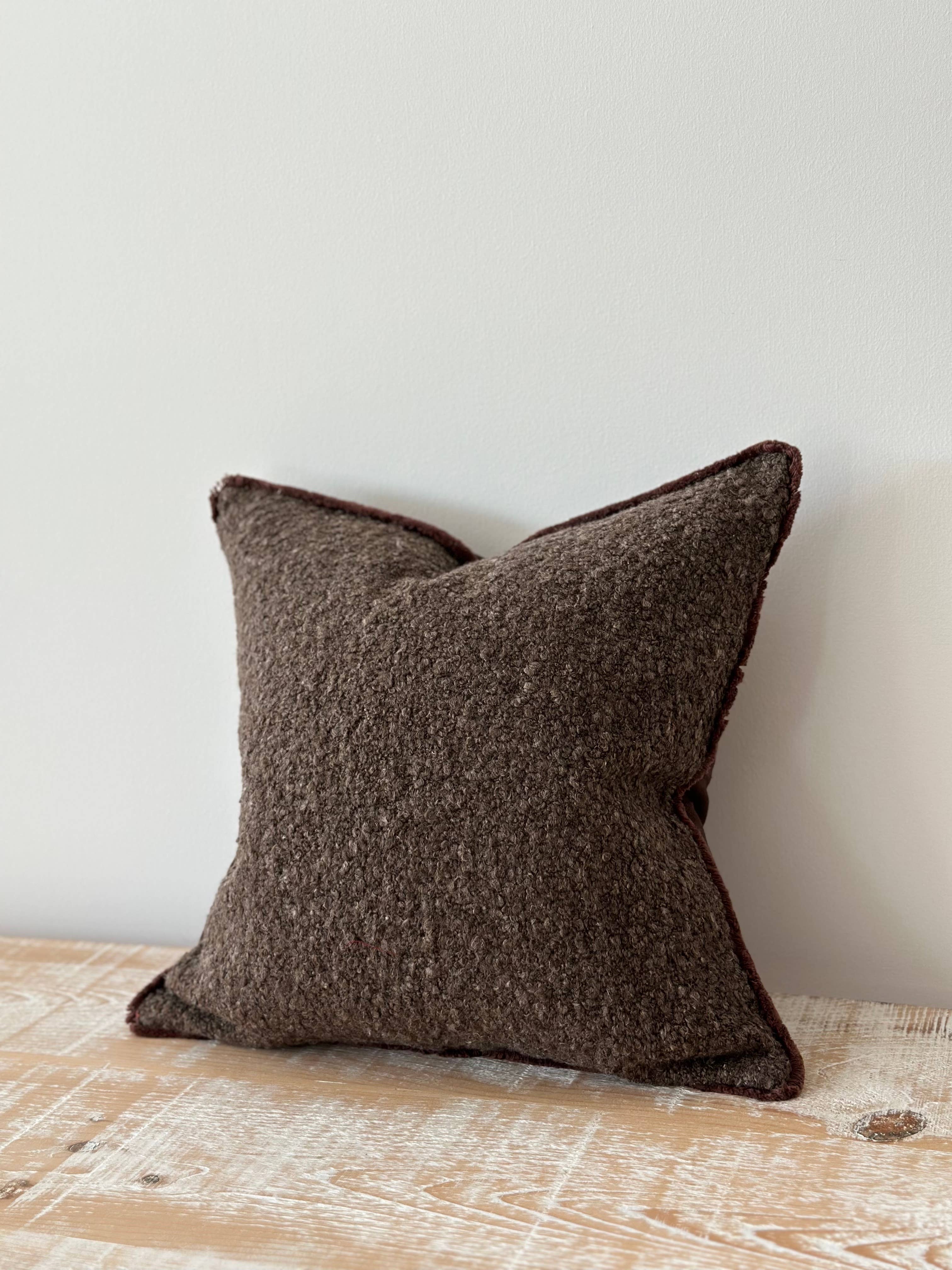 Sofia Chocolate Brown Boucle Cushion - 45 x 45 cm + 100% Feather Insert