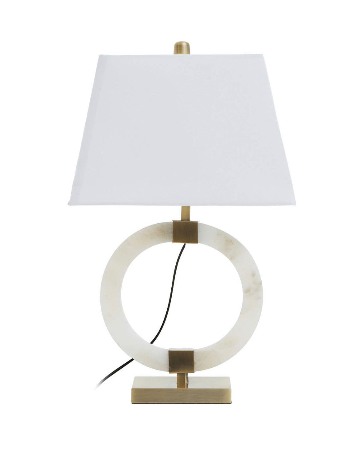 Elora Circular Marble Table Lamp with Ivory Shade