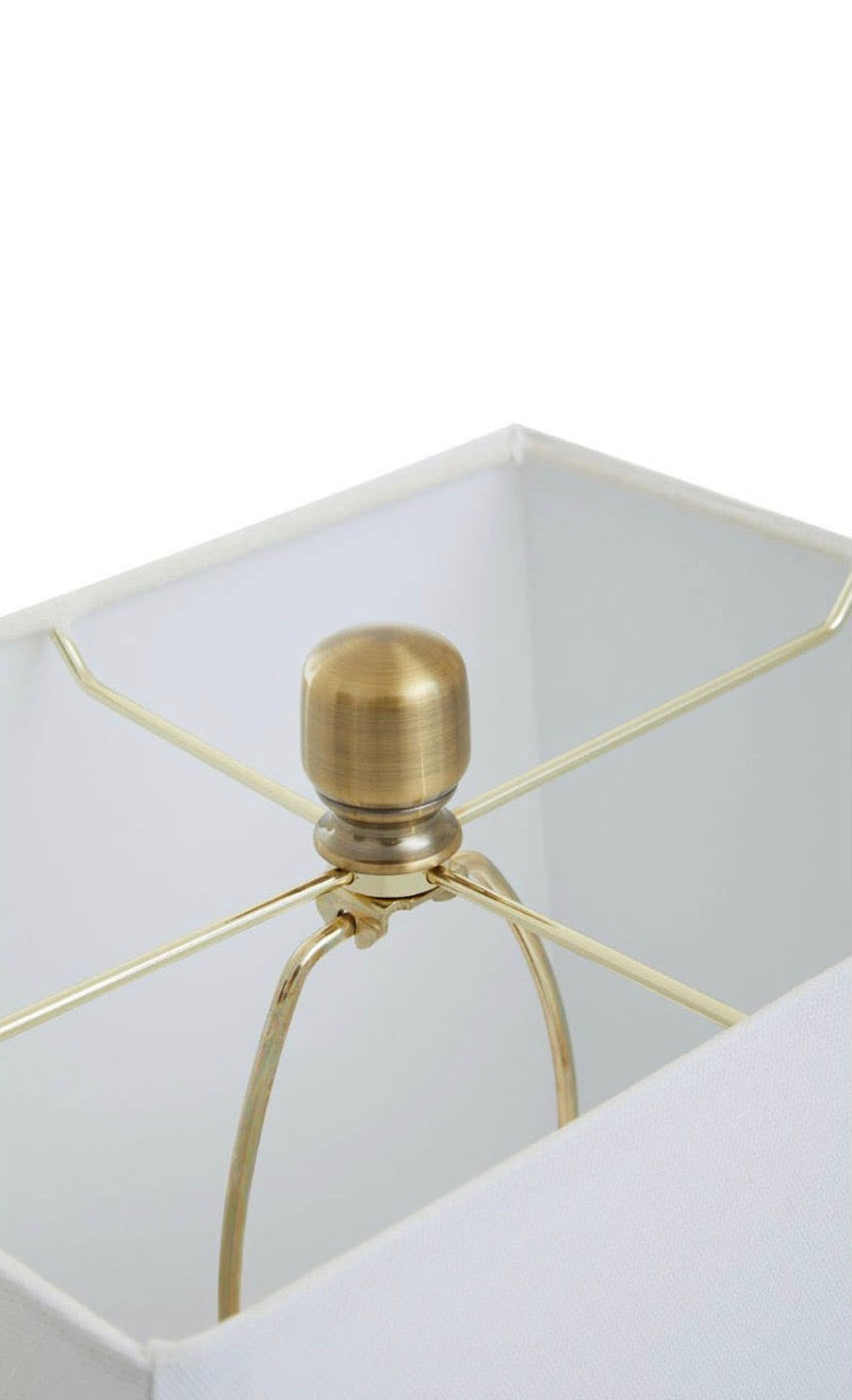Elora Circular Marble Table Lamp with Ivory Shade