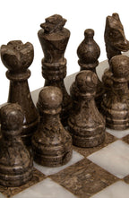 Flos Carved White and Grey Small Marble Chess Set