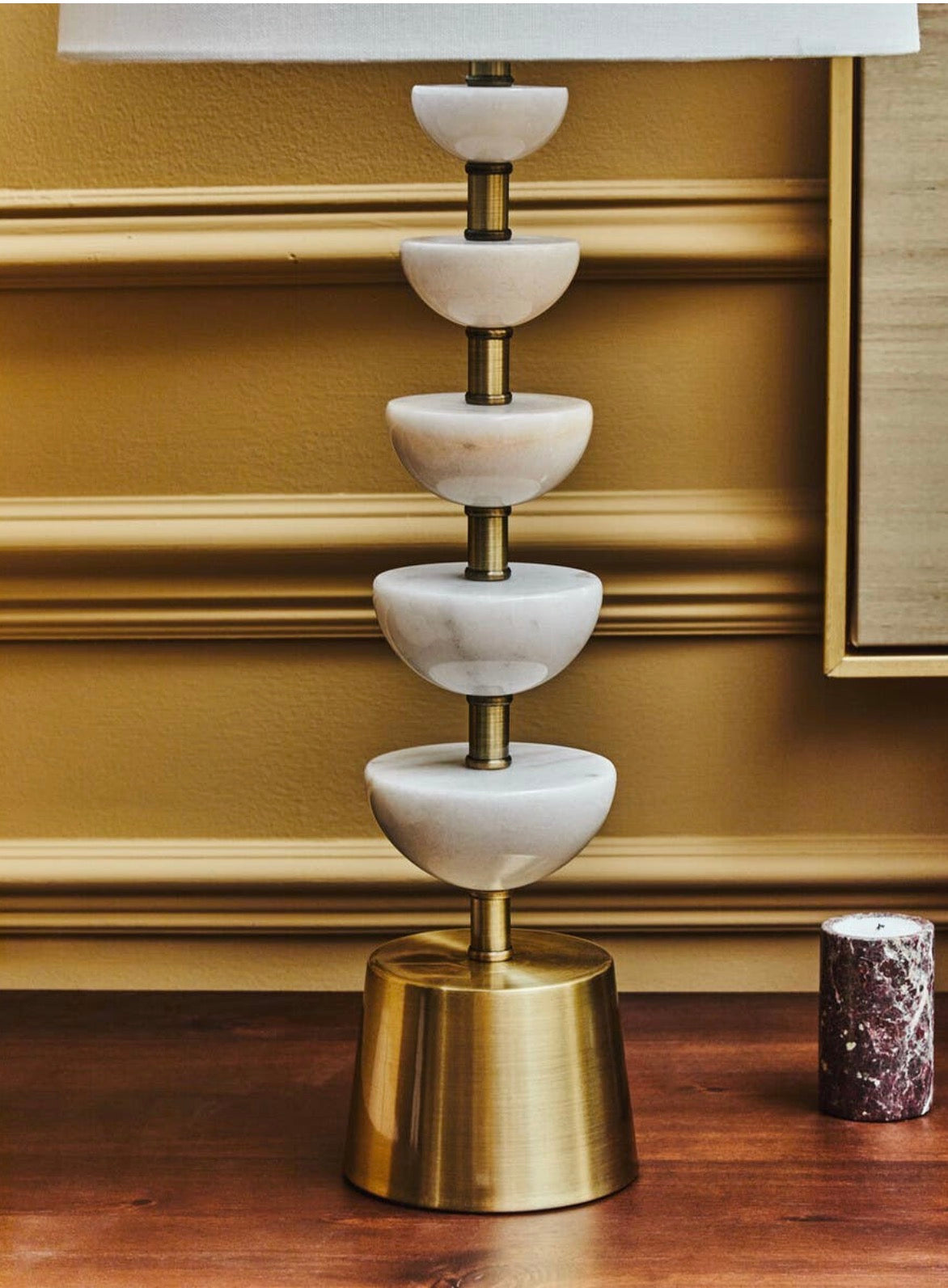 Ocala White Marble and Gold Table Lamp
