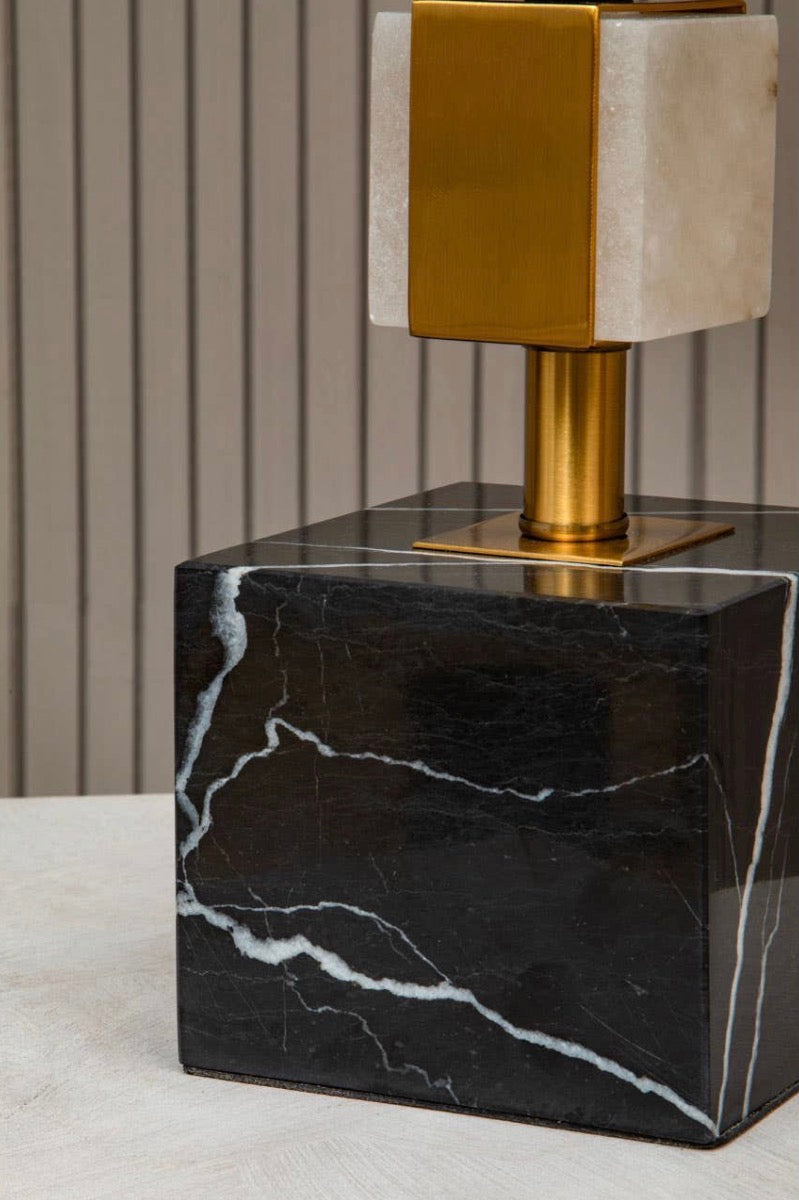 Marmo White Fabric Shade Marble Table Lamp
