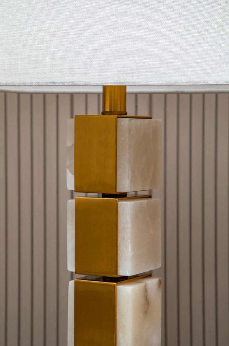 Marmo White Fabric Shade Marble Table Lamp