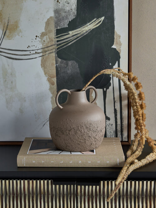 Alora Brown Textured Metal Vase Small