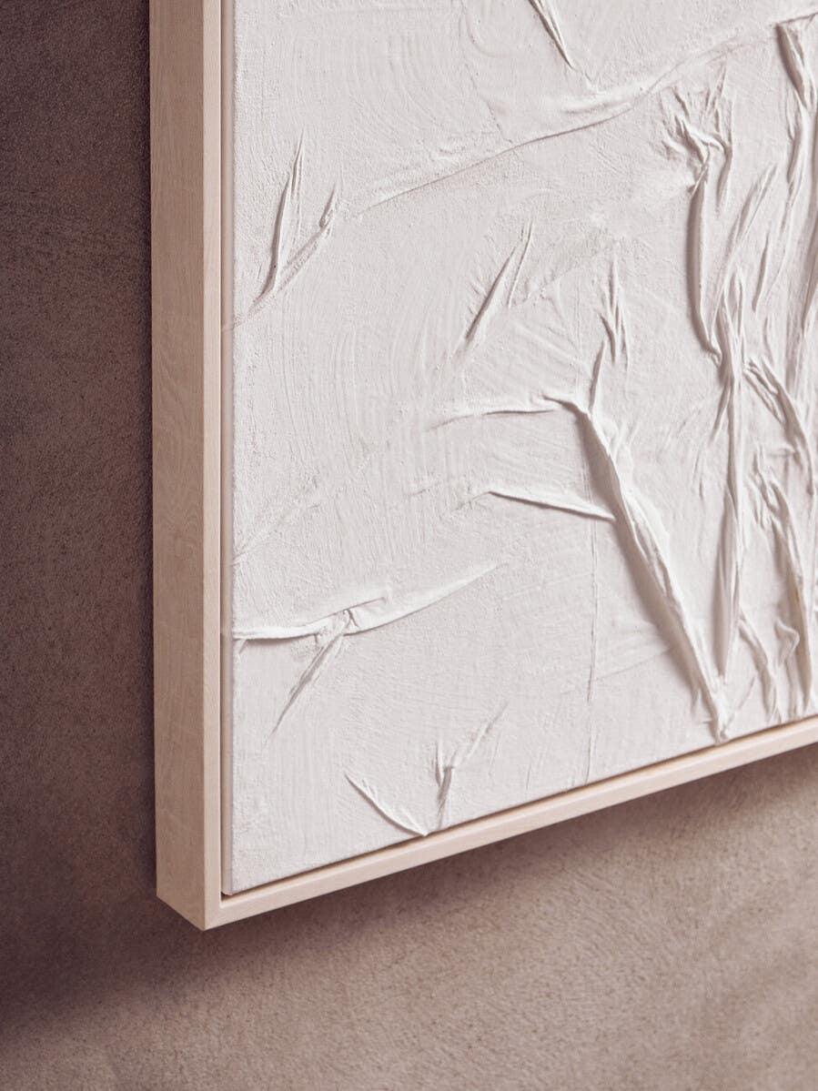 Astratto White Hand Painted Sculptural Fabric Wall Art