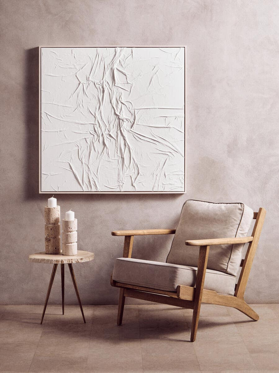 Astratto White Hand Painted Sculptural Fabric Wall Art