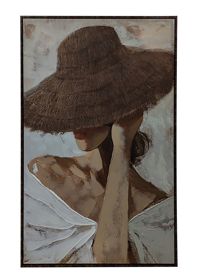 PRE-ORDER Astratto Textured Wall Art with Lady In The Straw Hat