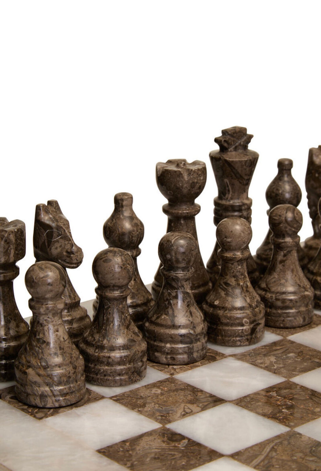 Flos Carved White and Grey Small Marble Chess Set