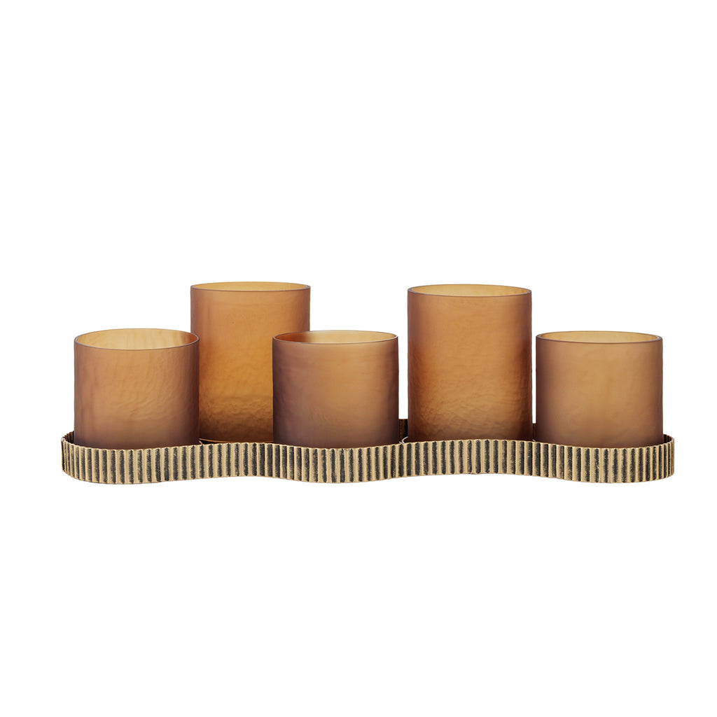 Belvedere Aged Gold 5 Light Candle Holder