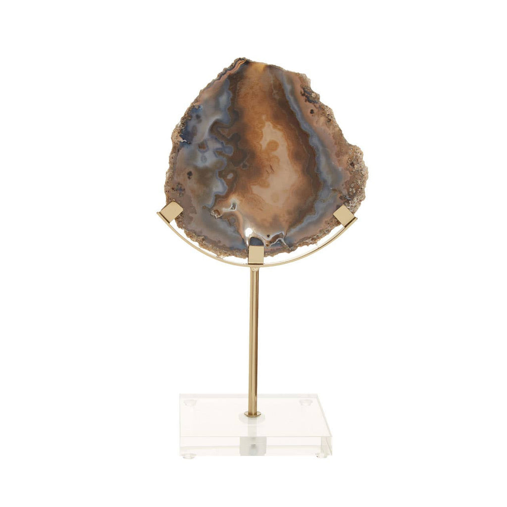 Bowerbird Black And Gold Agate Sculpture