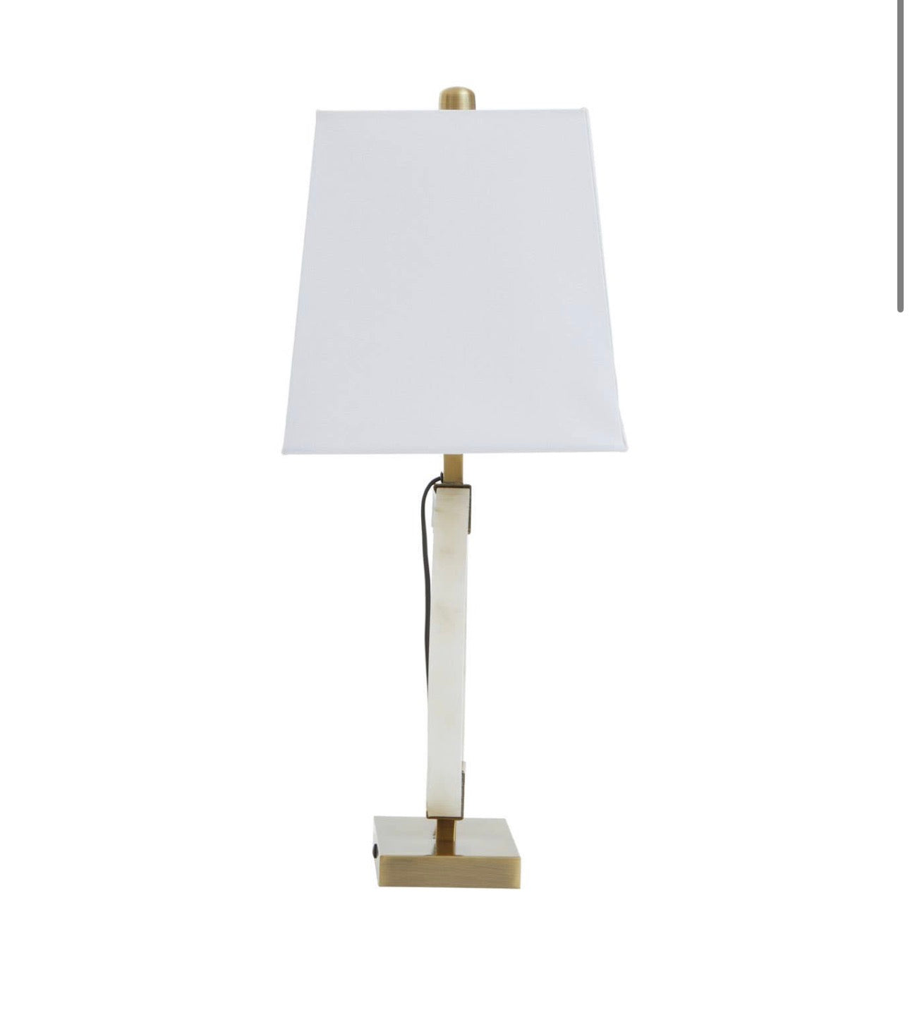Elora Circular Marble Table Lamp with Ivory Shade