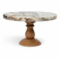 Lila Agate & Wood Pedestal Stand