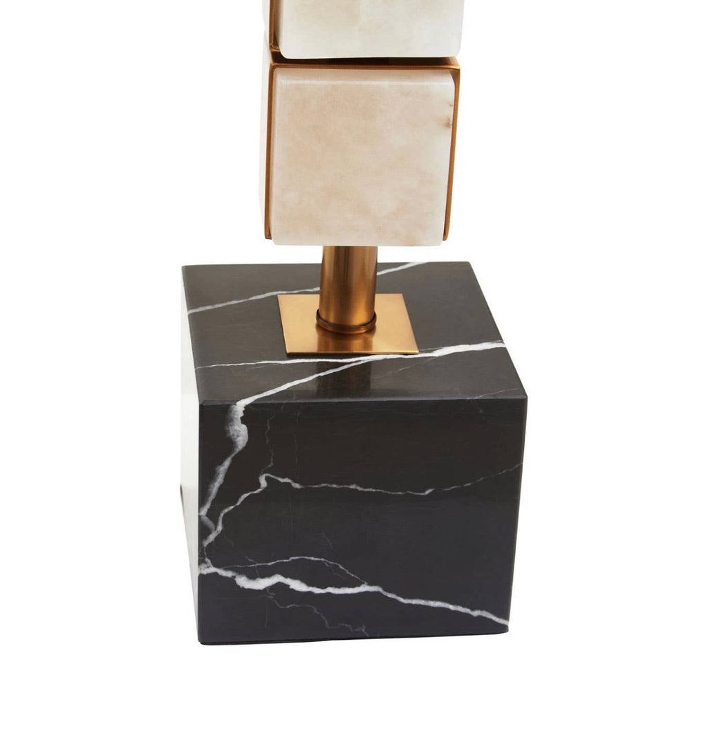 Marmo White Fabric Shade Marble Table Lamp