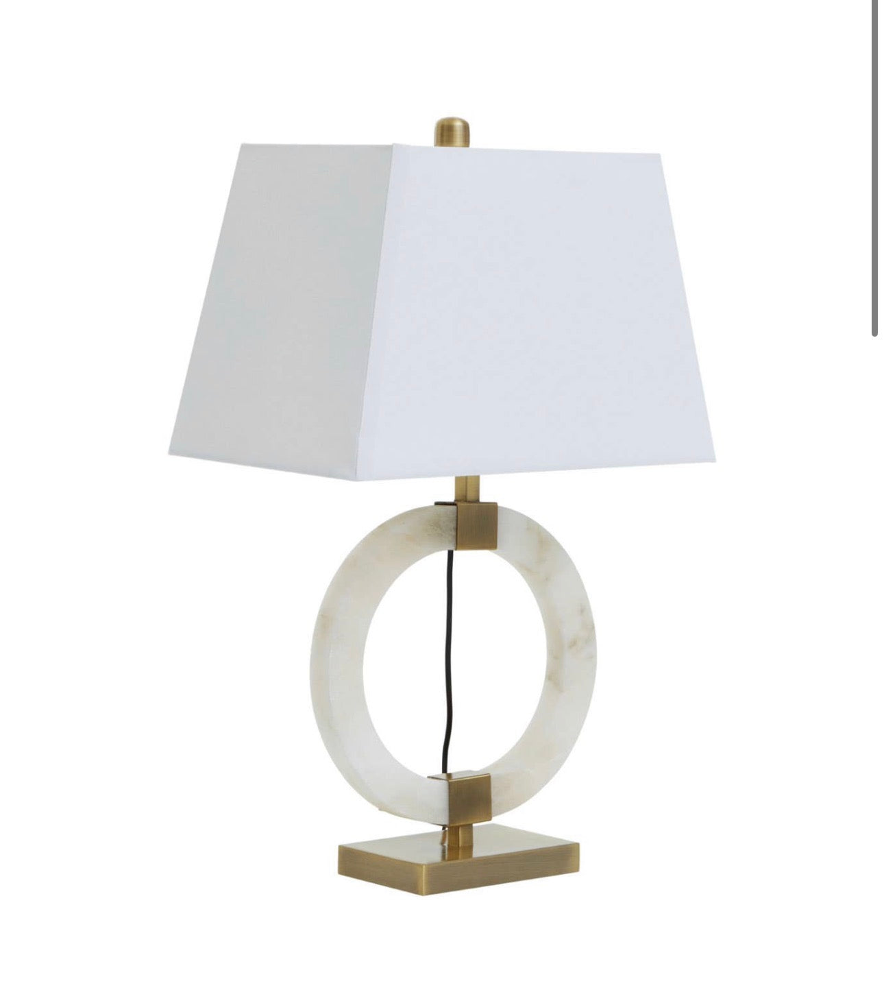 Elora Circular Marble Table Lamp with Ivory Shade