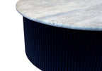 Walton Travertine Top Coffee Table with Black Acacia Wood Base
