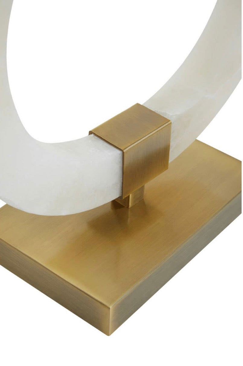 Elora Circular Marble Table Lamp with Ivory Shade