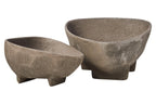 Deriva Set Of 2 Textured Grey Bowls