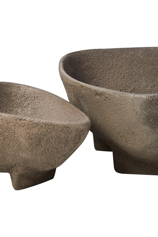 Deriva Set Of 2 Textured Grey Bowls