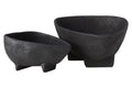Deriva Set of Two Textured Black Bowls