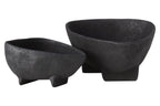 Deriva Set of Two Textured Black Bowls