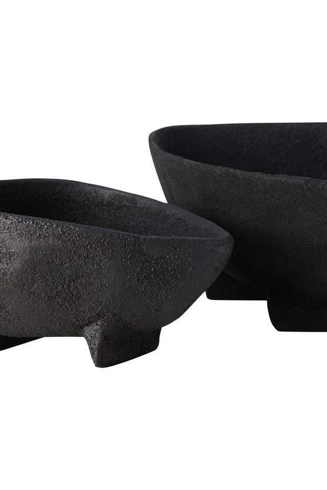 Deriva Set of Two Textured Black Bowls