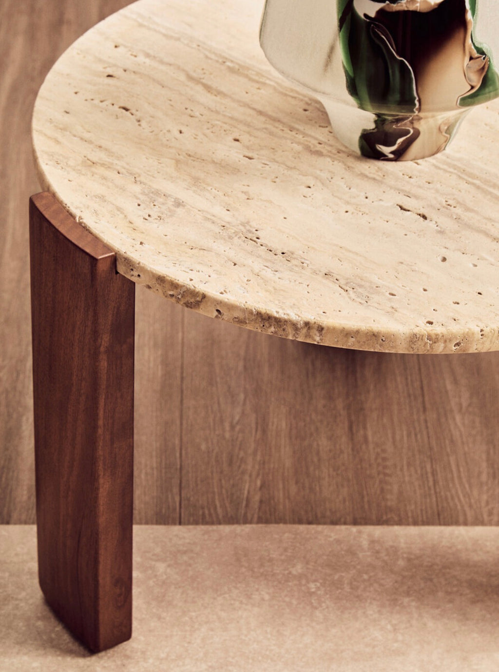 Palermo Round Travertine Top Small Coffee Table
