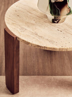 Palermo Round Travertine Top Small Coffee Table