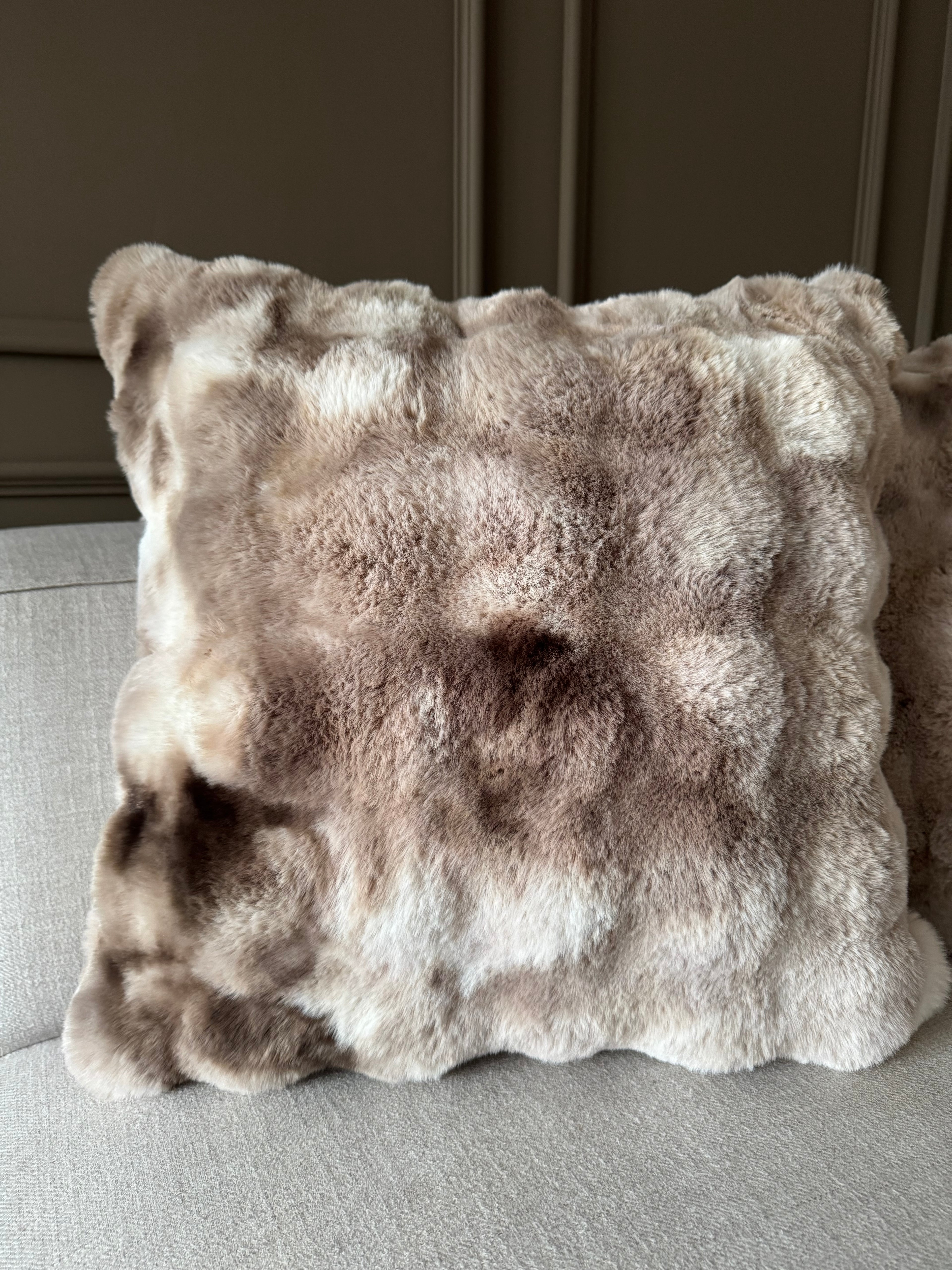 Malini Bermondsey Textured Faux Fur Cushion 50x50cm - Natural + 100% Feather Insert