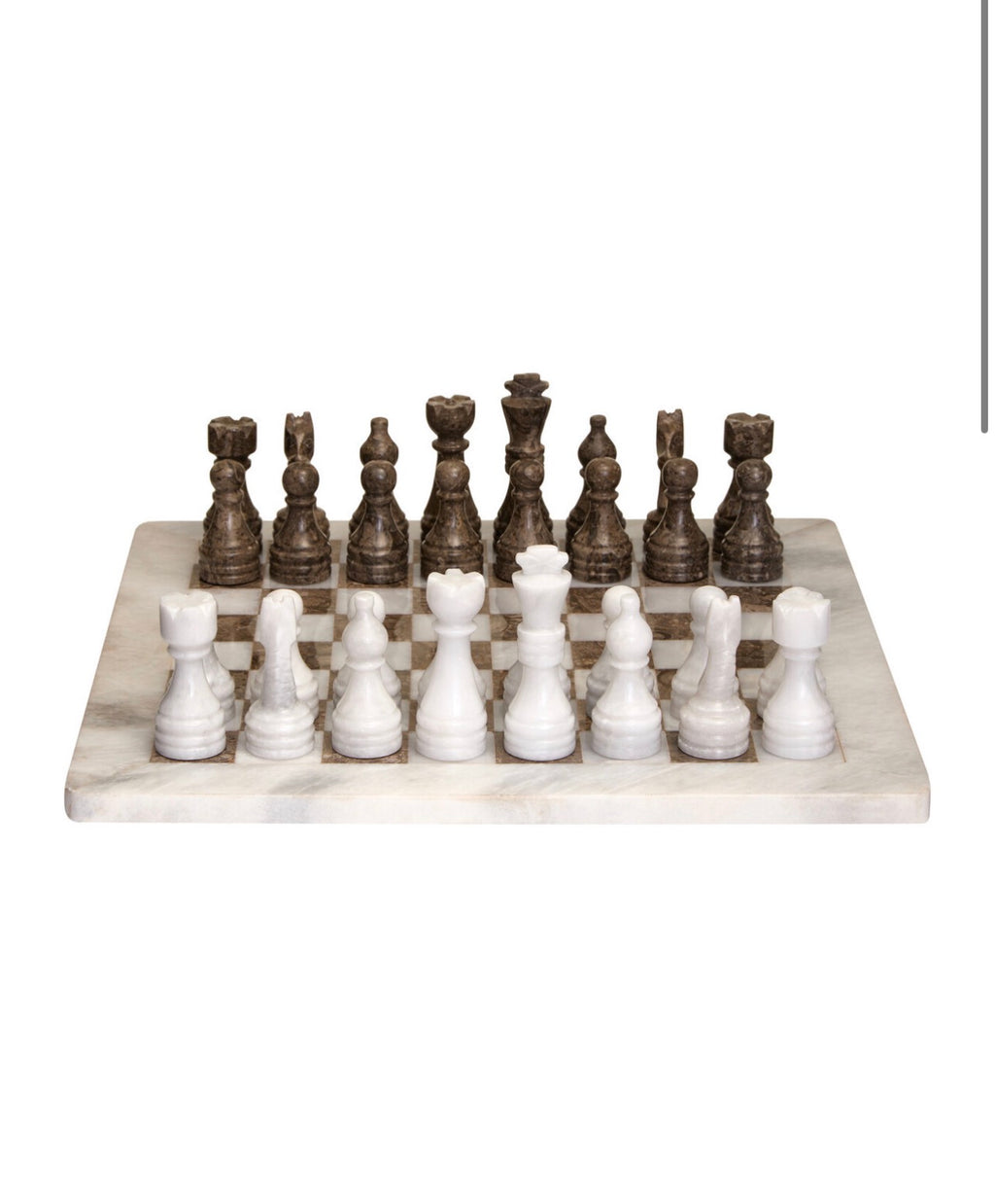 Flos Carved White and Grey Small Marble Chess Set