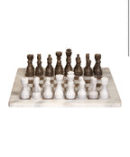Flos Carved White and Grey Small Marble Chess Set