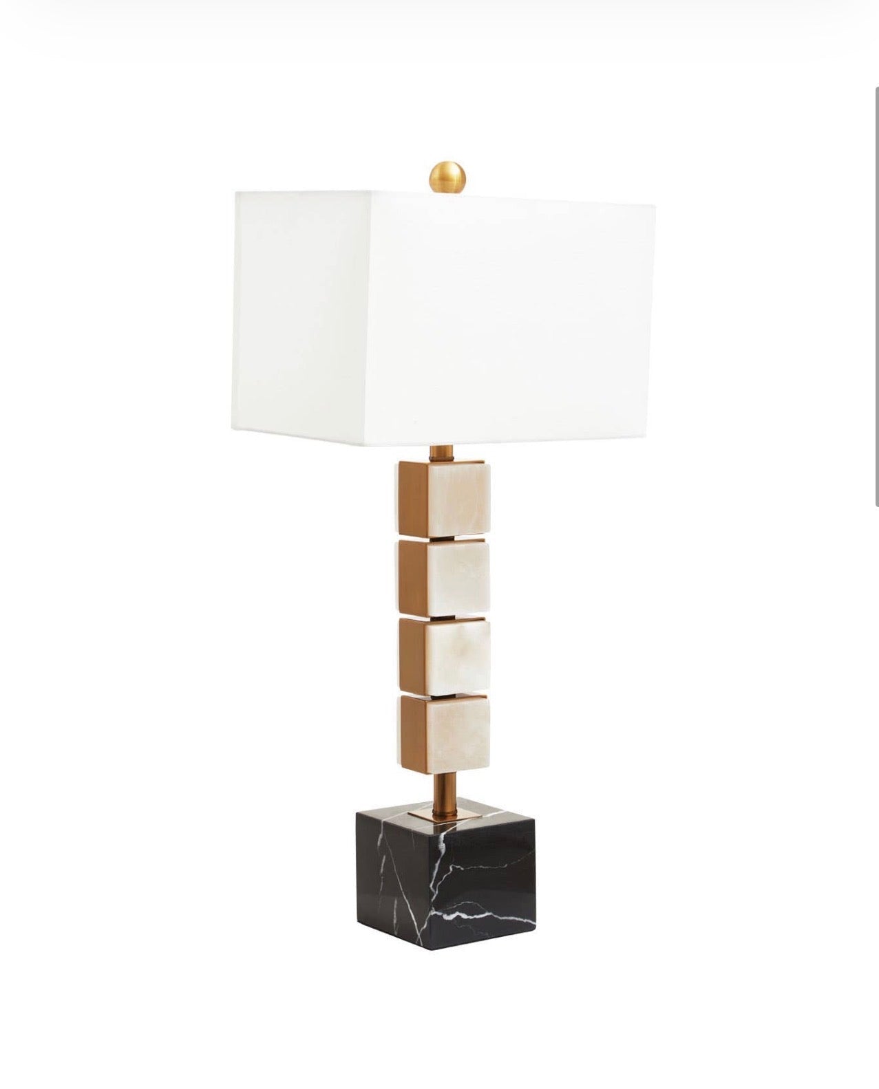 Marmo White Fabric Shade Marble Table Lamp