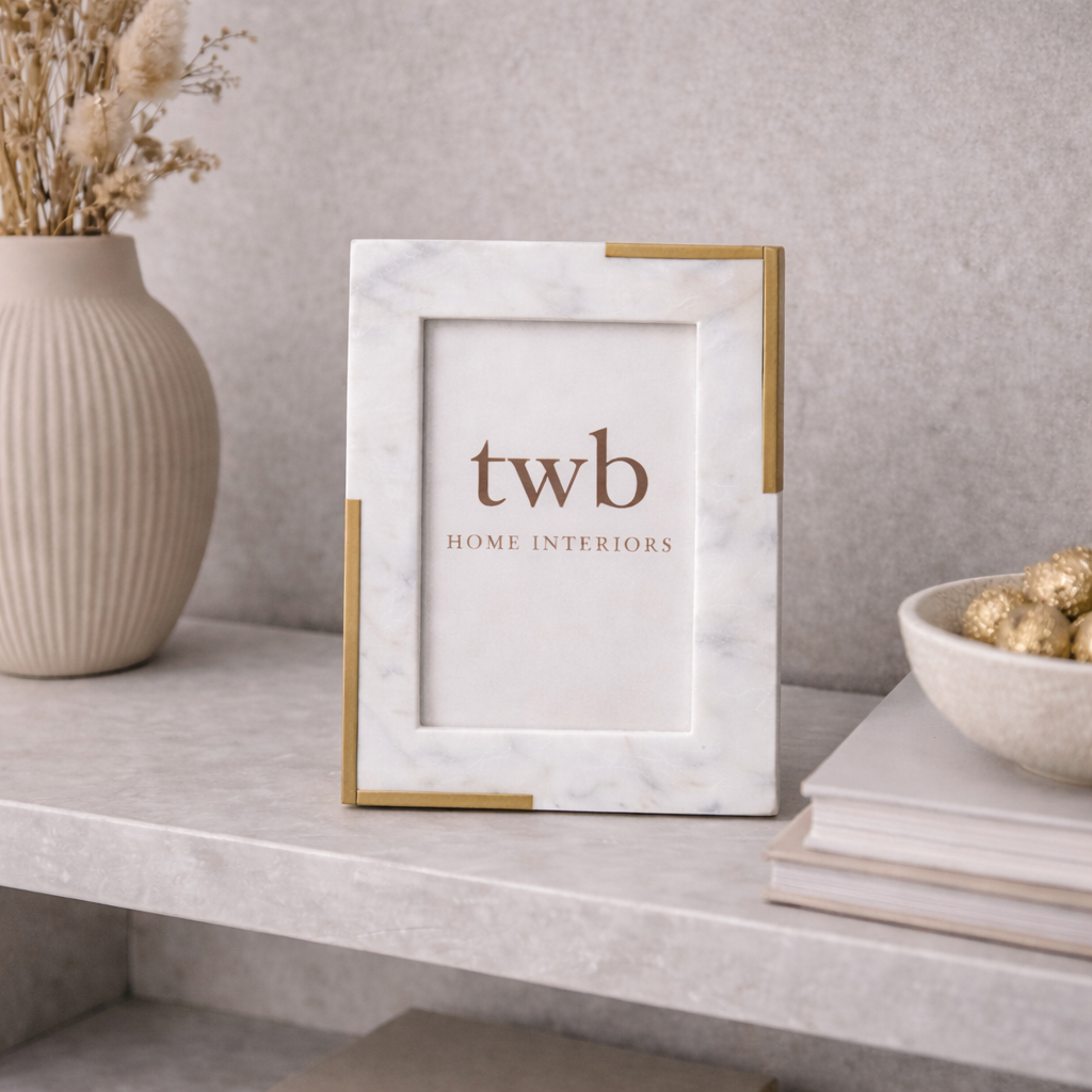 Belmont Brass Detail Marble Photo Frame 4x6"