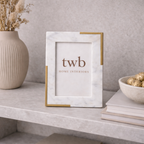 Belmont Brass Detail Marble Photo Frame 4x6"