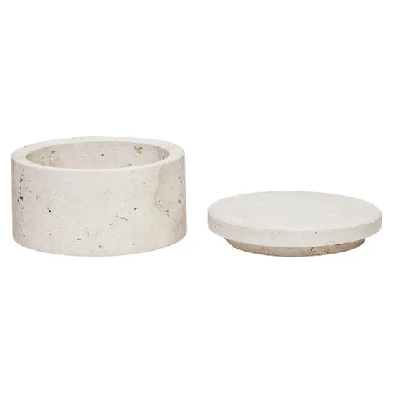 Tibor Travertine Round Trinket Box