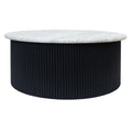 Walton Travertine Top Coffee Table with Black Acacia Wood Base