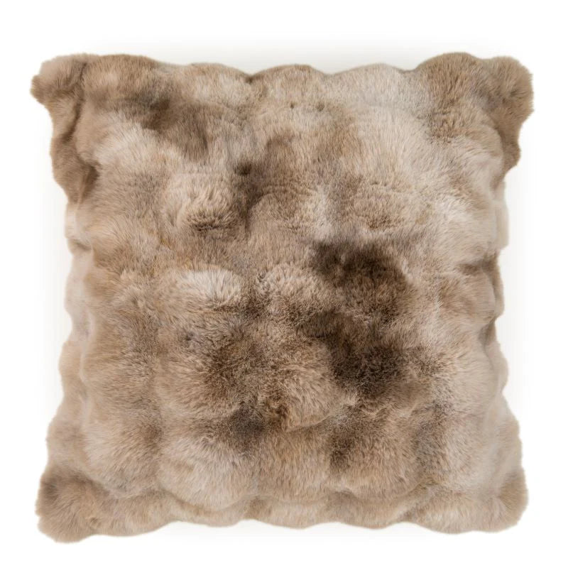 Malini Bermondsey Textured Faux Fur Cushion 50x50cm - Natural + 100% Feather Insert