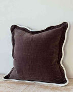 Chloe Dark Brown Scalloped Edge Cushion Cover 65x65 + 100% Feather Insert