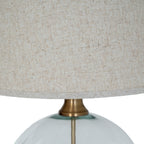 Lunel Glass Orb Table Lamp With Edged Linen Shade