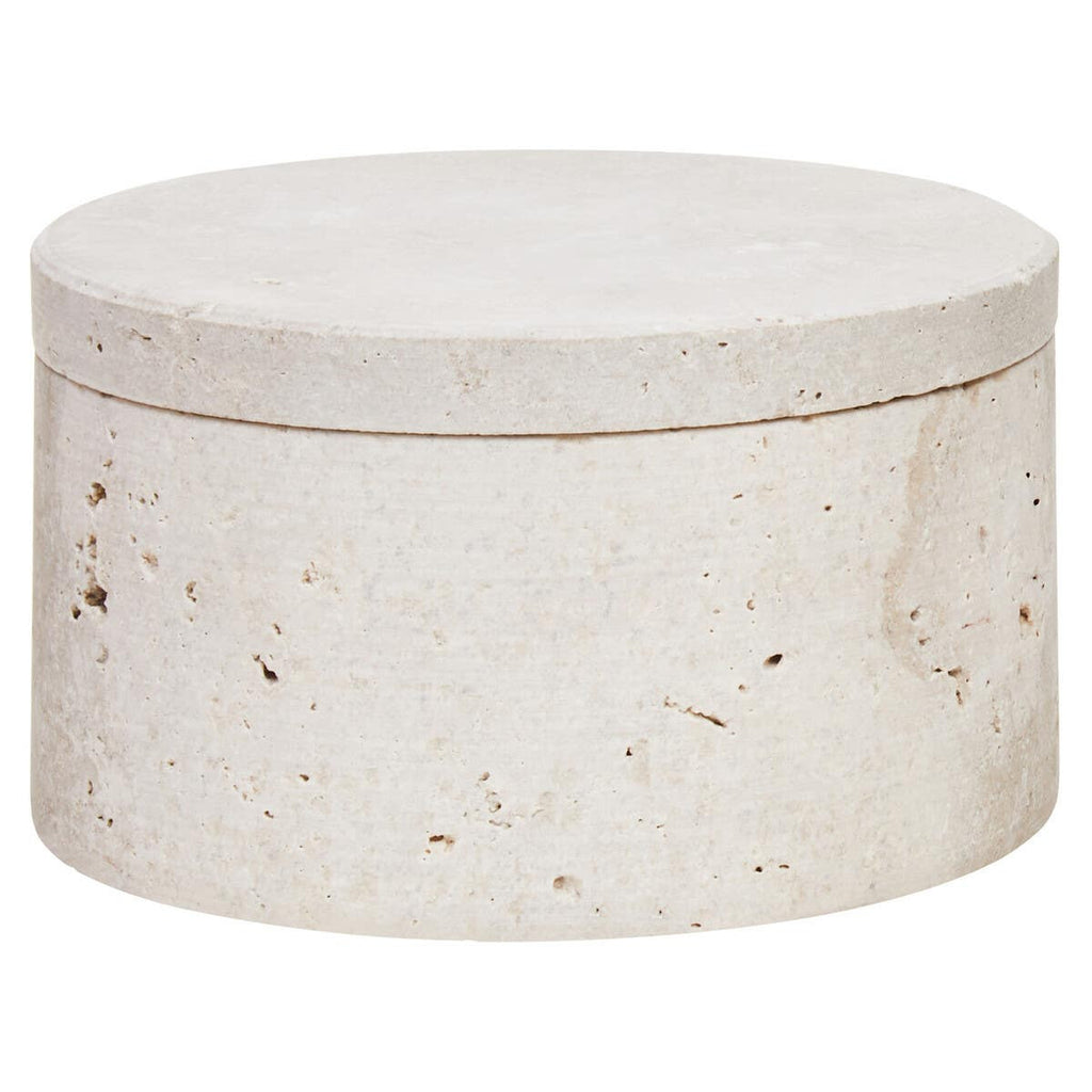 Tibor Travertine Round Trinket Box