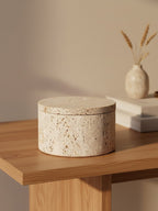 Tibor Travertine Round Trinket Box