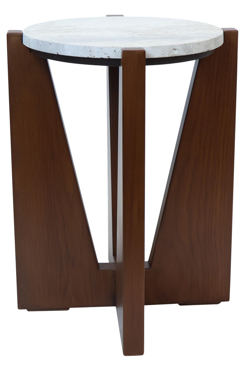 Willow Travertine Top Table With Acacia Wood Frame